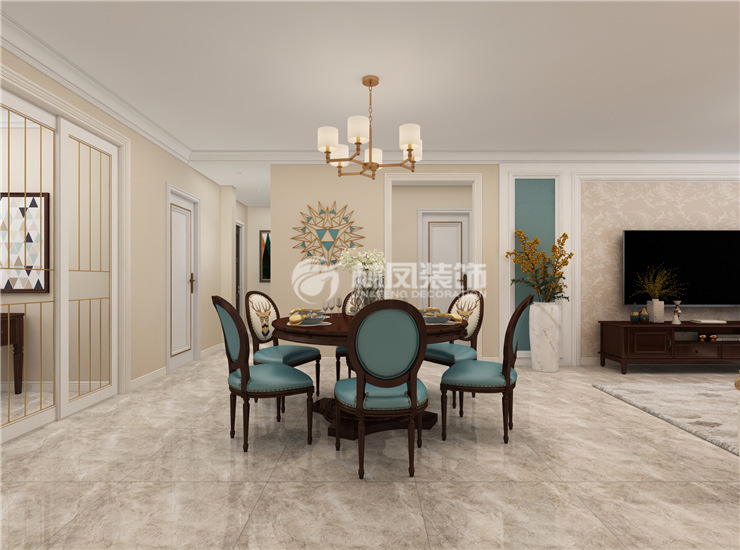 美式風(fēng)格餐廳白色踢腳線白色門套設(shè)計裝修效果圖 美式風(fēng)格餐廳白色踢腳線白色門套設(shè)計裝修效果圖